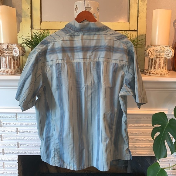 Mountain Hardwear Men’s Blue Striped Button Down Organic Cotton Recycled XL - Picture 4 of 7